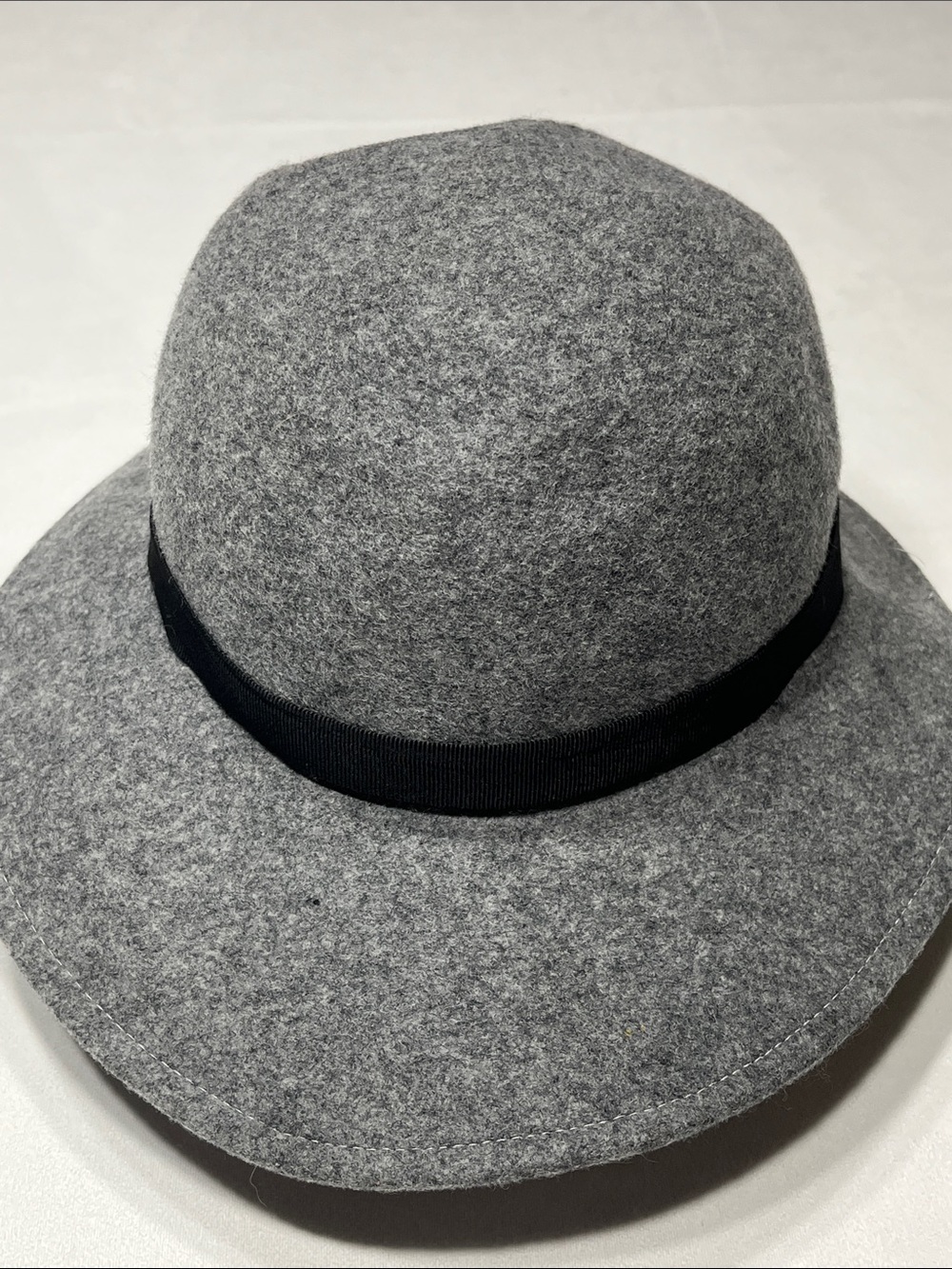 Vintage Lancaster Gray Wool Felt Wide Brim Hat Black Ribbon USA‎
